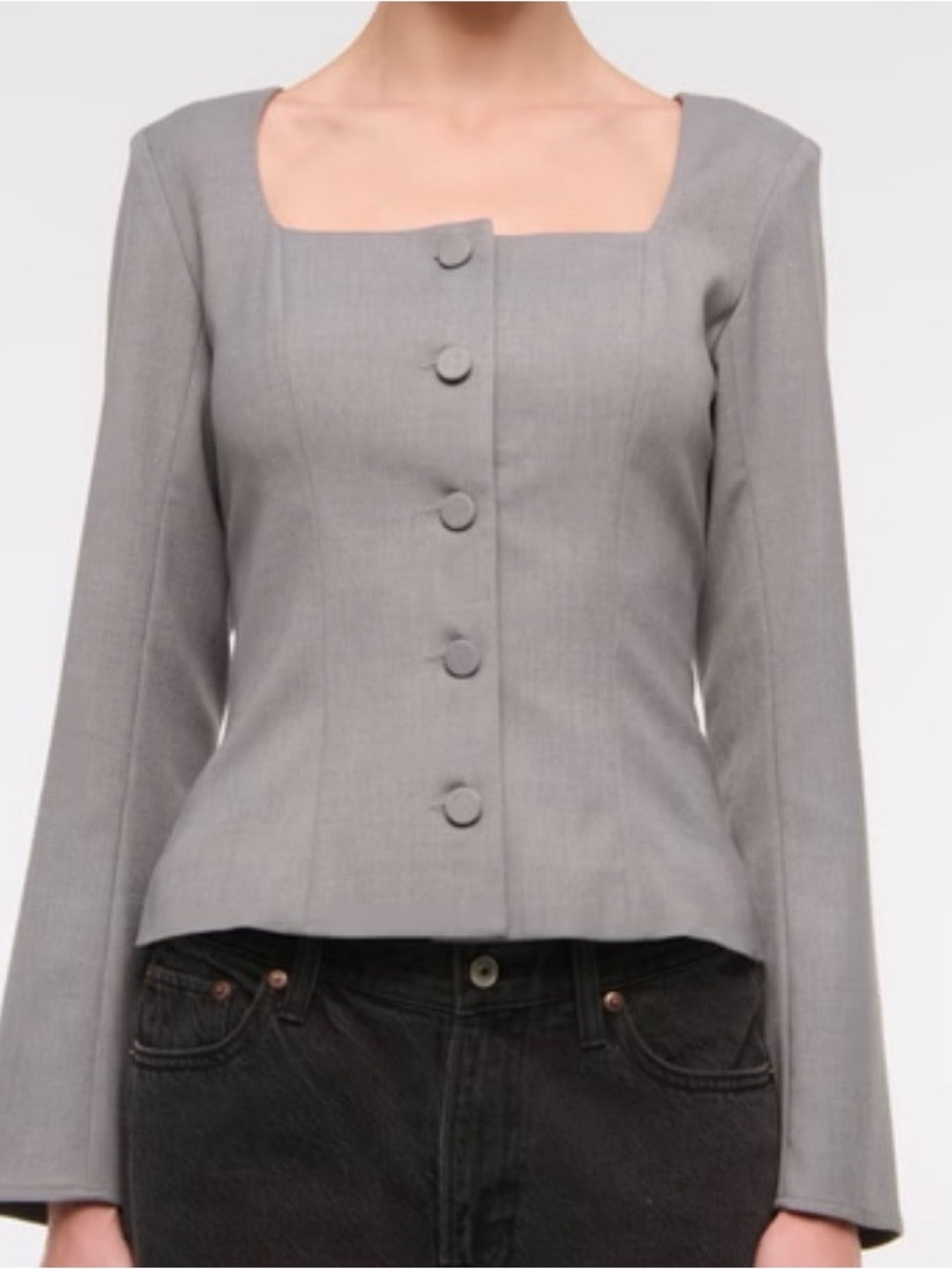 Abercrombie and fitch grey long sleeve square neck tailored vest